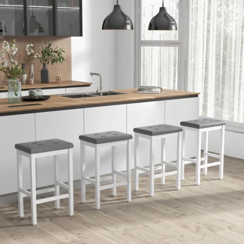 Rubber Wood And Frame Stools Seat Bar With Padded Footrest 24_voghion.com