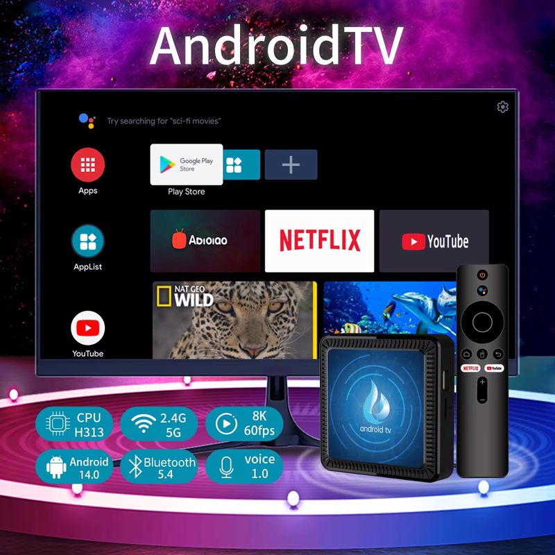 Smart TV Box Q17 Android 14 8K Ultra 4K molto veloce Allwinner H313 5G Wifi BT5.4 Google Assistant 8 GB 128 GB Android 14 Media_voghion.com