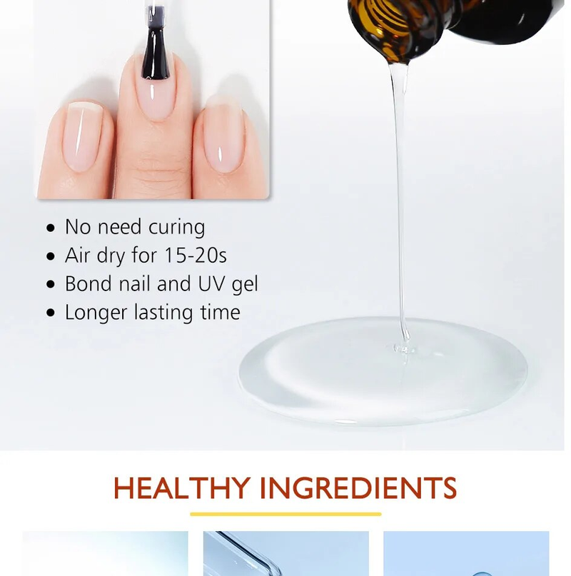 Parkson 15ml Apprêt à séchage rapide à l'air Apprêt de base de gel UV sans acide Pas besoin de lampe à LED UV Soak Off Gel Vernis à ongles pour la conception d'art des ongles_voghion.com