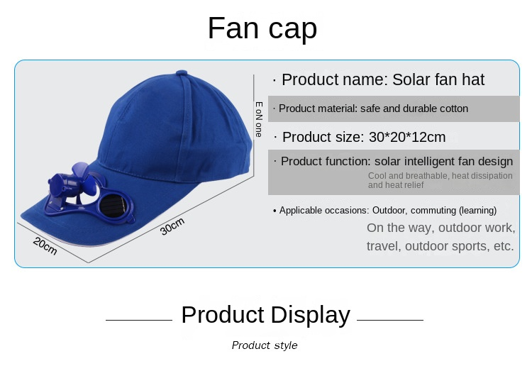 Cappello da baseball con ventola di raffreddamento Novità per esterni Cappello da campeggio per escursionismo Cappello solare solare per uomo Donna Spedizione gratuita regolabile_voghion.com