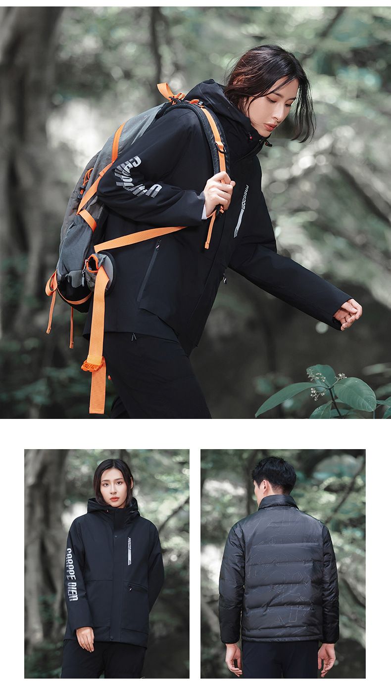 Giacca da sci termica antivento impermeabile staccabile unisex 3 in 1 con imbottitura in piumino per coppie, escursionismo, campeggio, sport sulla neve_voghion.com