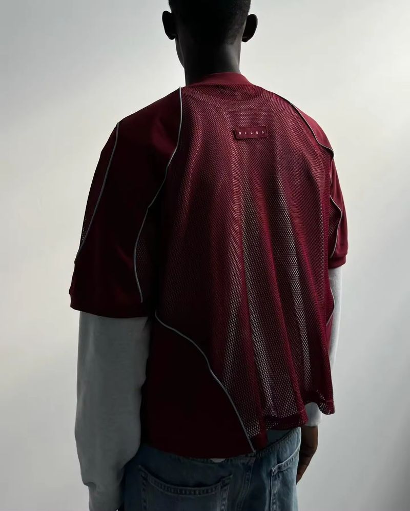 Herrenbekleidung Sommer Neue Y2K Mesh Patchwork Digitaldruck Tops Lose Pullover T-Shirt_voghion.com