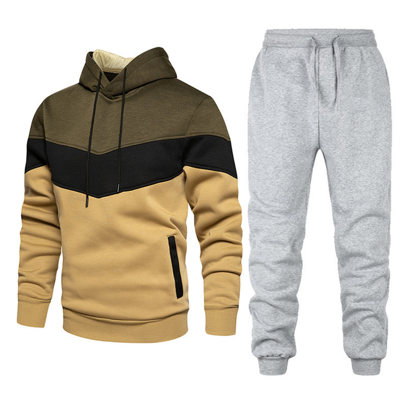 New splicing men's and women's leisure solid color splicing Sportswear running outdoor fashion two-piece set_voghion.com