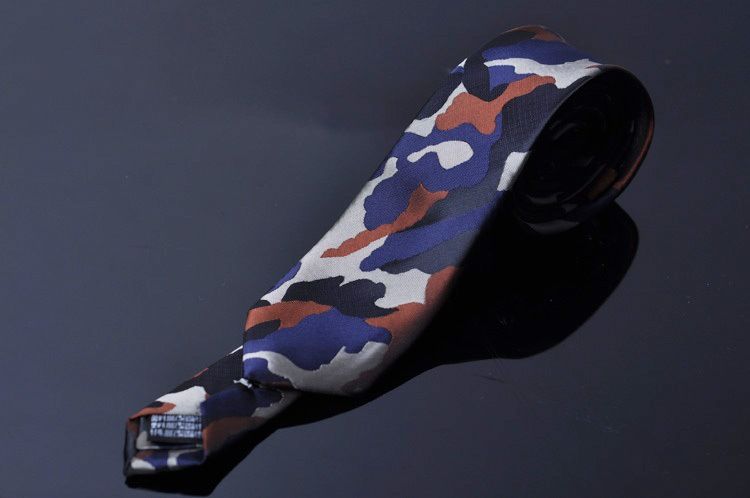 Cravate fine, élégante et tendance pour homme, 6 cm, bleu foncé camouflage, vente en gros_voghion.com