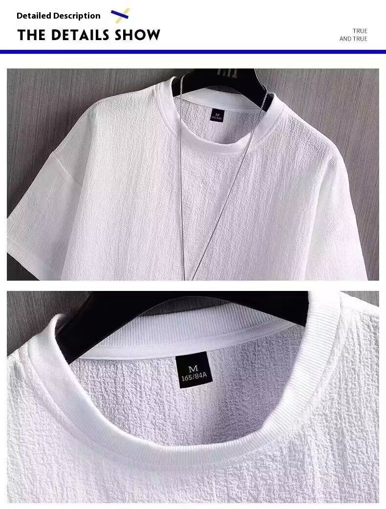 Ice silk short summer thin Korean version trendy versatile loose half sleeved T-shirt men's top 12_voghion.com