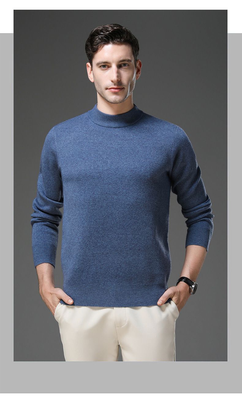 Maglione termico da uomo con mezza zip – Maglia invernale da pendolarismo con collo alto (grigio scuro/blu notte/nero/cammello)_voghion.com