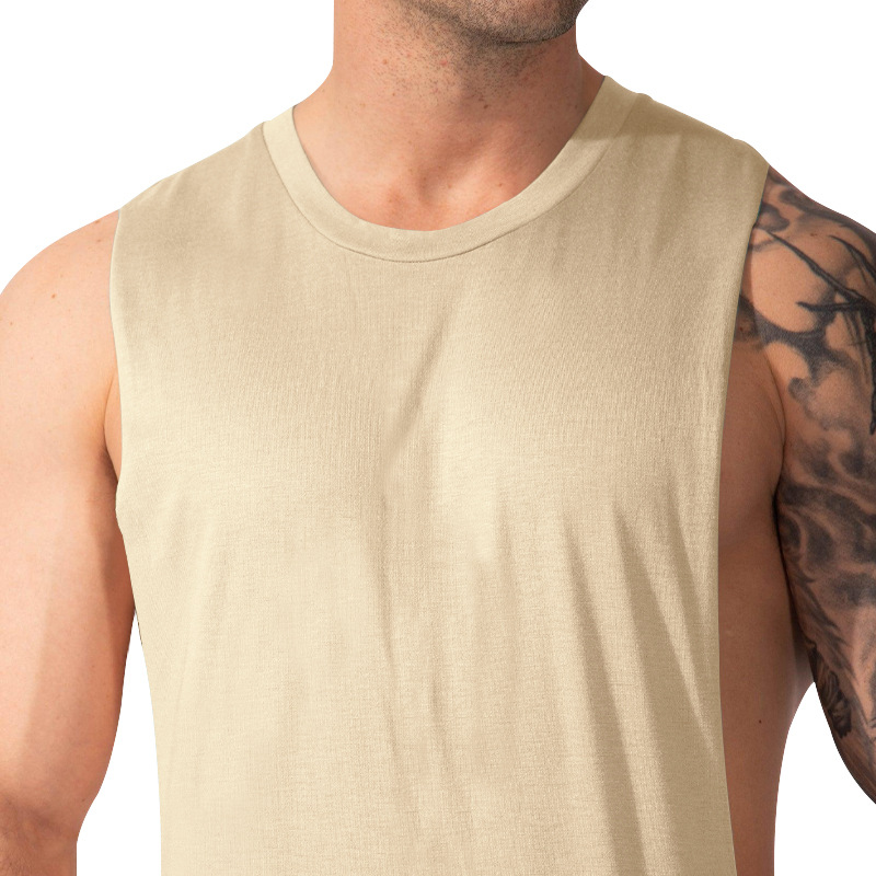 Men's Clothing New Men's Vest Muscular Men's Sports And Leisure Solid Color Men's Sleeveless Vest T Shirt_voghion.com