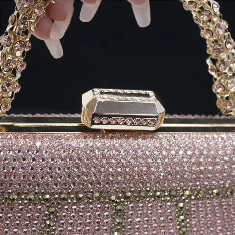 In Nigeria Exquisite Abendtaschen mit Diamant N Mode Griff Kupplung verziert lange Kette Tasche 250614l_voghion.com