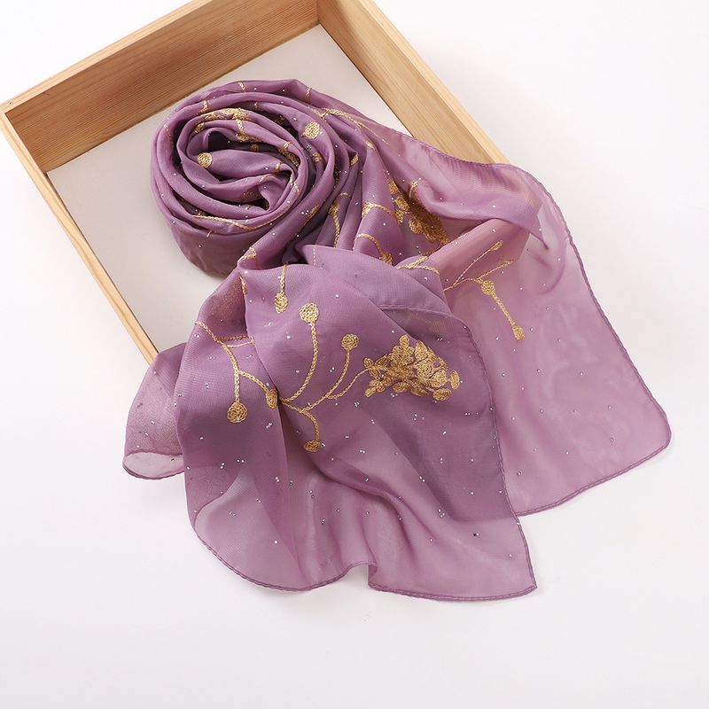 Foulard décoratif en mousseline de soie brodée de diamants pour femme, hijab Hui, fil, offre spéciale_voghion.com
