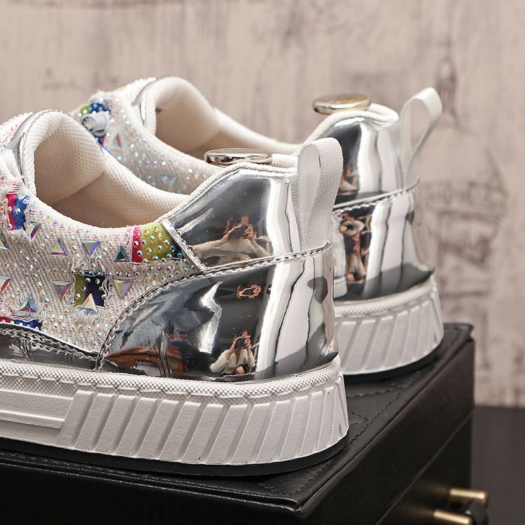 Mocassini bassi con strass per persone pigre, scarpe casual con diamanti pieni, scarpe da uomo basse alla moda con un piede_voghion.com