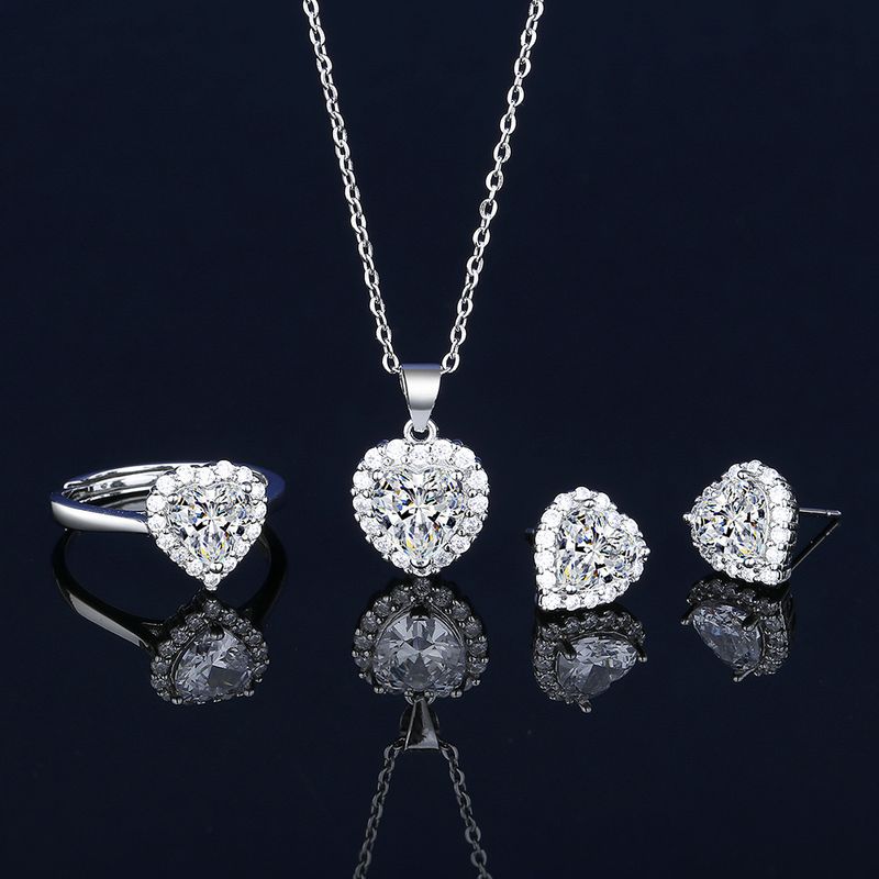 Simulazione di amore dal vivo Super Flash Cuori Otto frecce Orecchini a forma di cuore con zirconi Anello per collana da donna_voghion.com