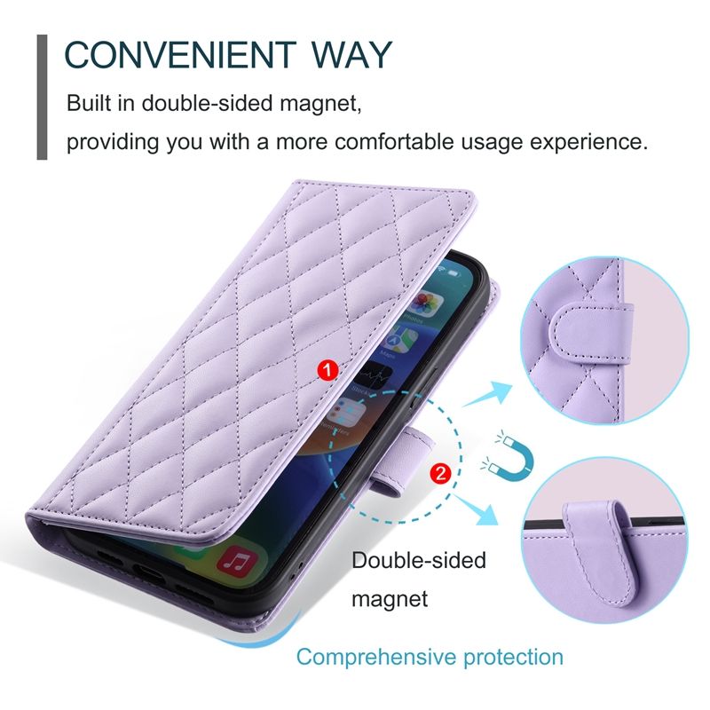 Emed Ruudullinen Käsihihnalla varustettu Puhelinkotelo Samsung A05 A15 A35 A55 A14 A24 A34 A54 A13 A23 A33 A53 A73 Korttipaikat Lompakko_voghion.com
