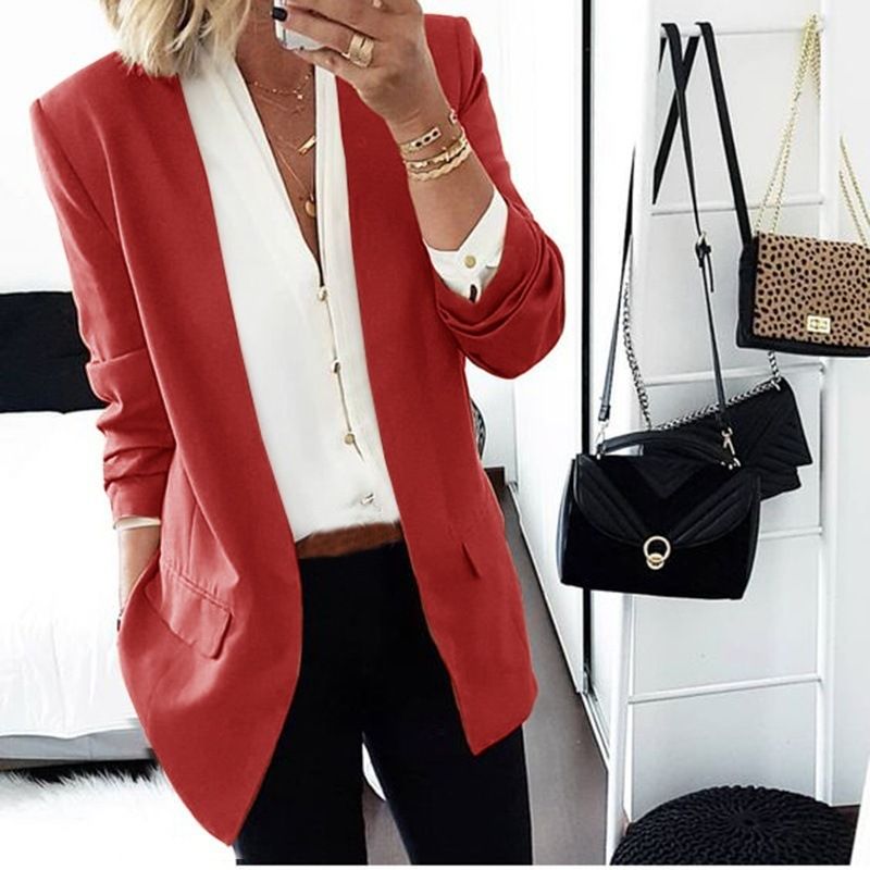 Slim Fit Blazer voor dames en heren - Herfst Winter Mode Basisstuk - Katoenmix met Polyester - Streetwear & Etnische Stijl - Verkrijgbaar in S-3XL_voghion.com