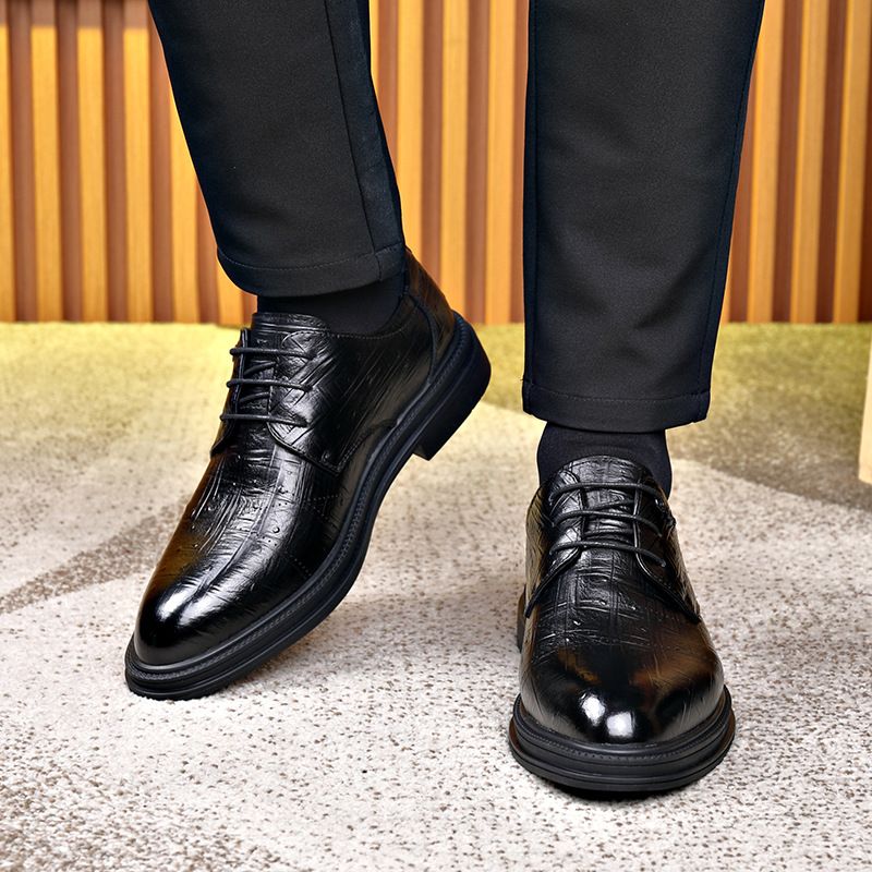 Atmungsaktive Lederschuhe für den Herbst, Arbeitsanzug für den Bräutigam, lässige Business-Derby-Schuhe_voghion.com