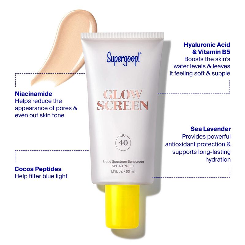 Supergoop Primer Makeup Produkt spf40 Unseen Solcreme Broad Spectrum Glowscreen Solcreme Ansigt Kropsmakeup Gratis forsendelse 50ml_voghion.com