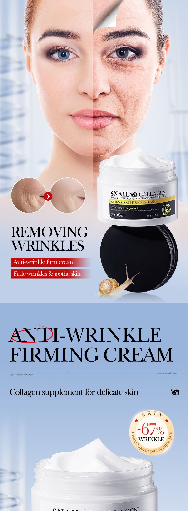 SADOER Snail Collagen Anti-Wrinkle Firming Cream 5-piece Set, Firming And Moisturizing Cream_voghion.com
