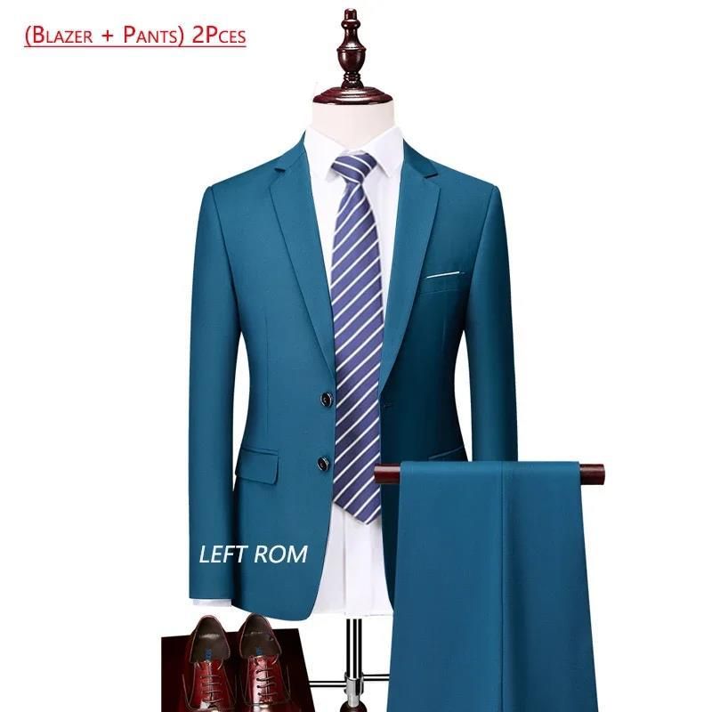 CT 2025 New Men's Solid Color Business Casual Suit Set Two-Piece Available Year-Round_voghion.com
