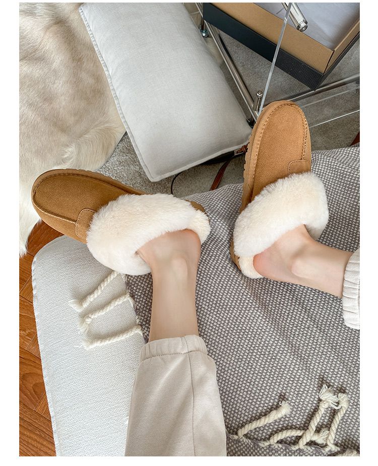 2024 Fall And Winter New Arrival Integrated Women's Toe Cap Wool Slippers Flats Home Thickened Fur Keep Warm Outerwear_voghion.com