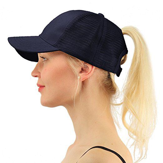 Cappello da baseball con coda di cavallo estivo da donna, regolabile, con chiusura a scatto, in tinta unita, con chignon alto e spettinato, per ragazza_voghion.com