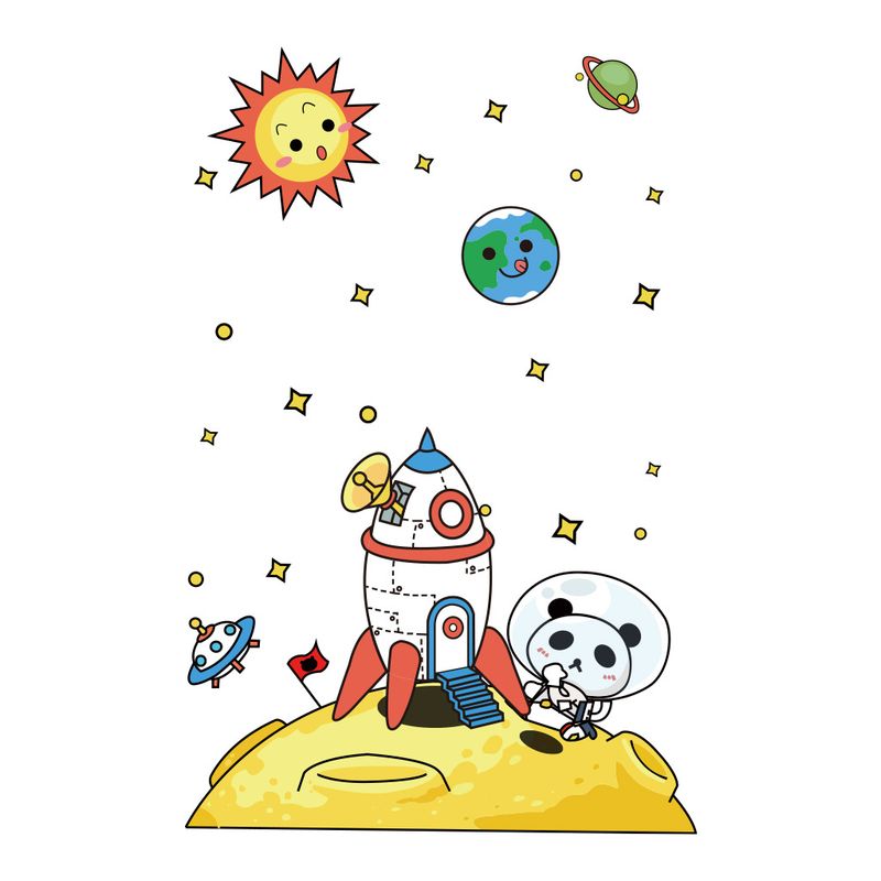 Astronaut lunar PVC decorative frosted N1832 toilet lid wall sticker_voghion.com