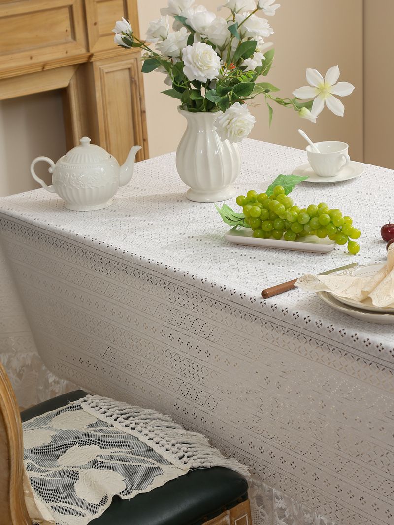 Nappe anti-poussière rétro française en polyester rectangulaire pour table basse, tapis de table léger et luxueux, de haute qualité, anti-huile_voghion.com