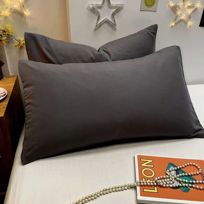 Solid Color Pillowcases Pair Washed Cotton Soft Core Thickened Pillowcase Single Dormitory Pillow Cover Minimalist Style_voghion.com