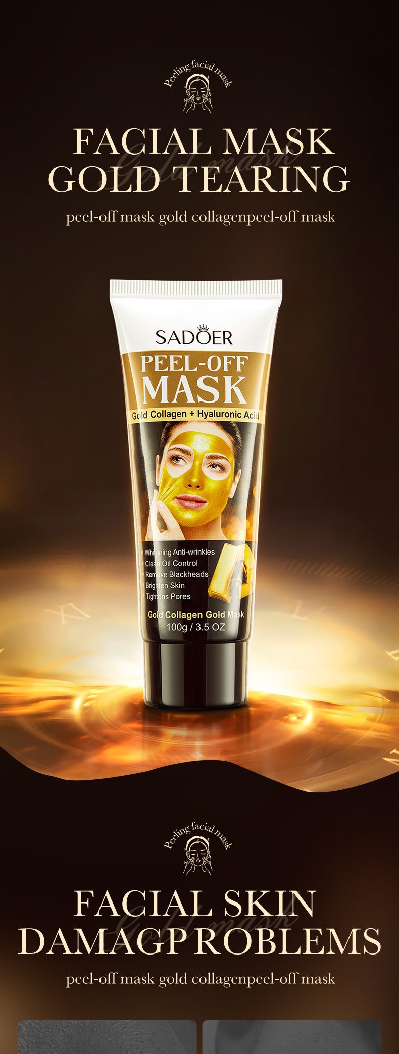 Mascarilla SADOER Starry Sky Whitening Cleansing Tear Mask, Elimina eficazmente los puntos negros, hidrata y rejuvenece, calma y repara la tirantez._voghion.com
