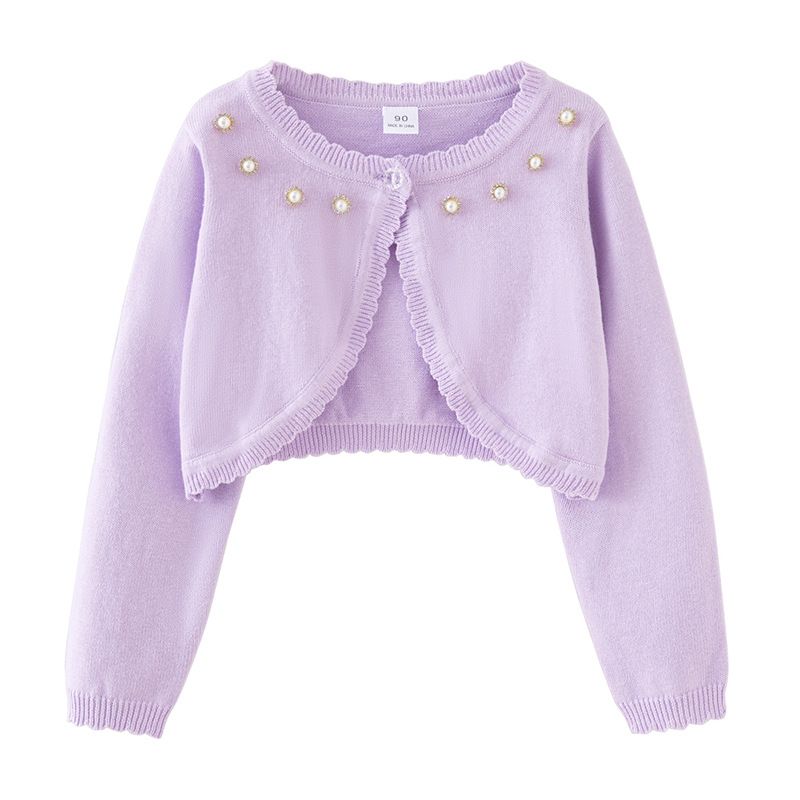 Mit Glitzer verzierte Strickjacke für Mütter und Kinder für Mädchen – Langärmliger Pullover mit offener Vorderseite aus weicher Baumwollmischung, perfekt für Kleider und formelle Anlässe_voghion.com