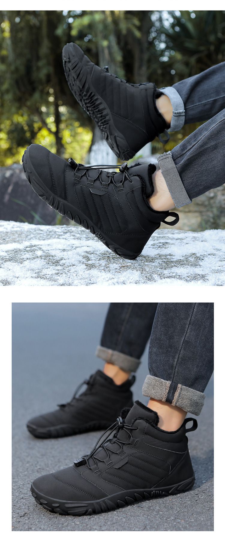 Scarpe di cotone impermeabili, stivali da trekking in cotone più scarpe calde in velluto, coppia di stivali da neve sportivi spessi e anti-sci_voghion.com