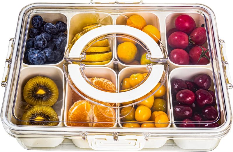 Contenitore per snack a 4 griglie/8 griglie, tagliere portatile da viaggio per salumi con coperchio, contenitore per alimenti in frigorifero, organizer per snack_voghion.com