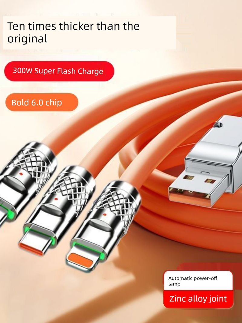 Câble de charge ultra-rapide 300 W 3 en 1 pour iPhone, Huawei, Vivo, Xiaomi, Oppo, 6 A_voghion.com