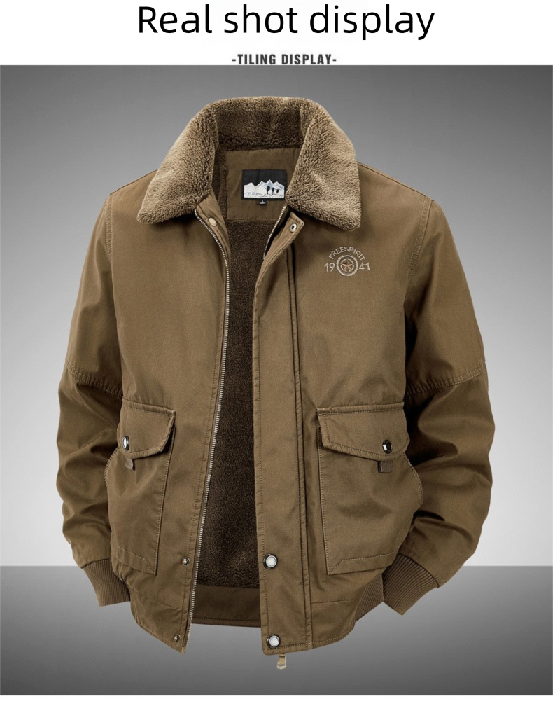 Giacca da uomo in cotone con lana di agnello, giacca invernale foderata in pile, vestibilità ampia, taglie forti, mezza età, calda, casual, anziani_voghion.com