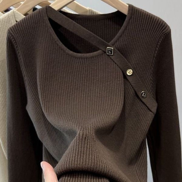ragazza 100kg Indossabile Maglione alla moda di quest'anno per donna, Autunno Inverno, Elegante e unico Top, Strato di base lavorato a maglia irregolare per_voghion.com