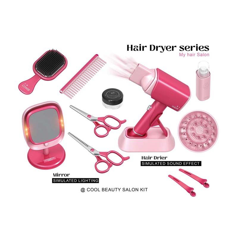 Nuovo set da parrucchiere per bambini con strumenti per tagliare i capelli, asciugacapelli, giocattoli per vestirsi_voghion.com