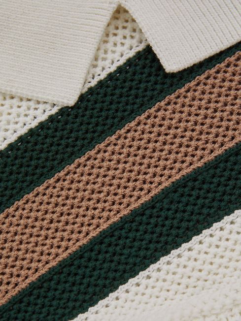 Polo estiva da uomo in maglia a righe traspiranti e a trama cava_voghion.com