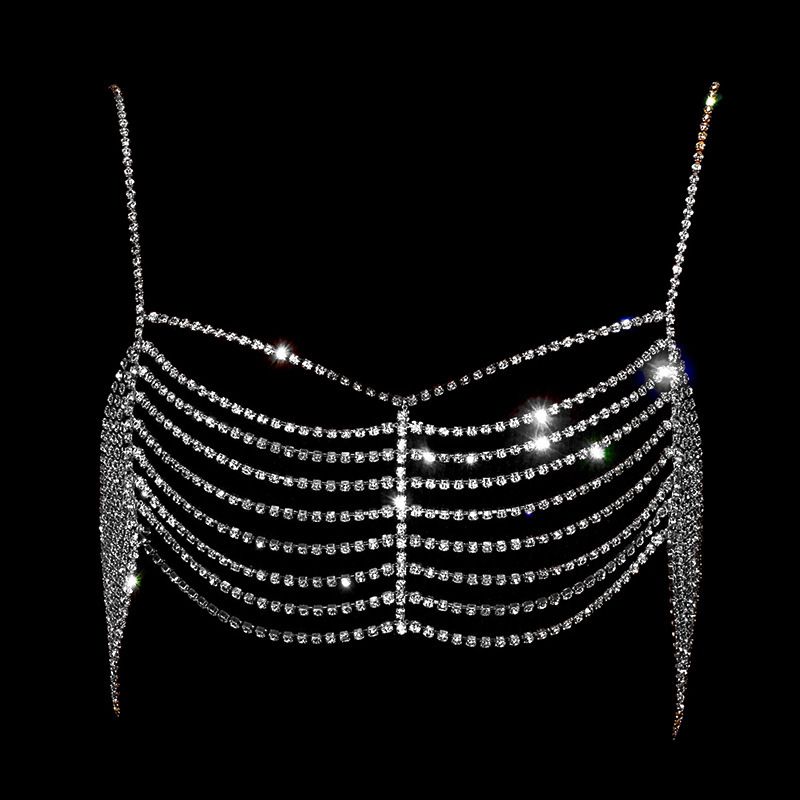 žhavé módní doplňky dámské vícevrstvé kamínkové řetízky na hrudník sexy bikiny řetízky na tělo_voghion.com