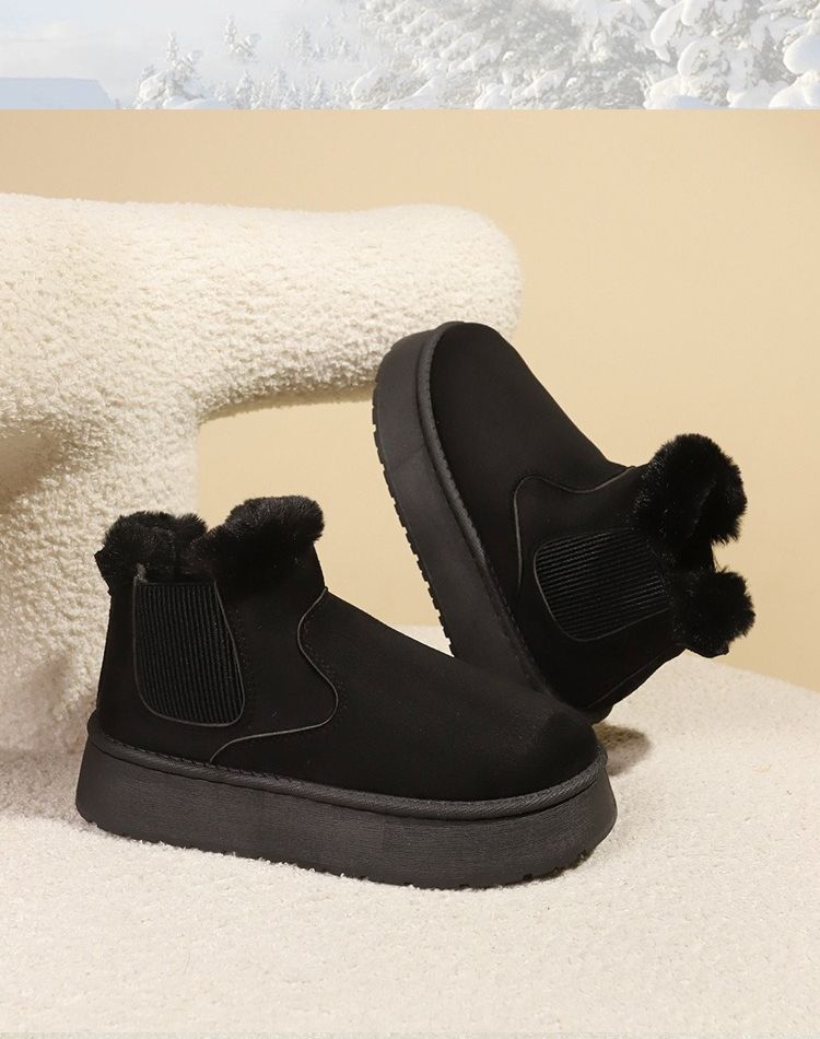 Stivali da neve da donna 2025, nuovi stivali corti in velluto con un pedale, moda invernale, scarpe in cotone_voghion.com