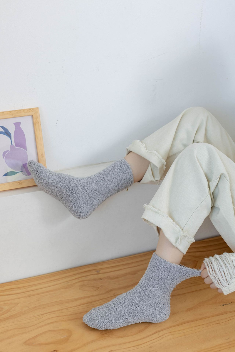 Haruku Autumn Winter Women's Thickened Thermal Coral Fleece Floor Fuzzy Soft Candy Colorful Kawaii Socks_voghion.com