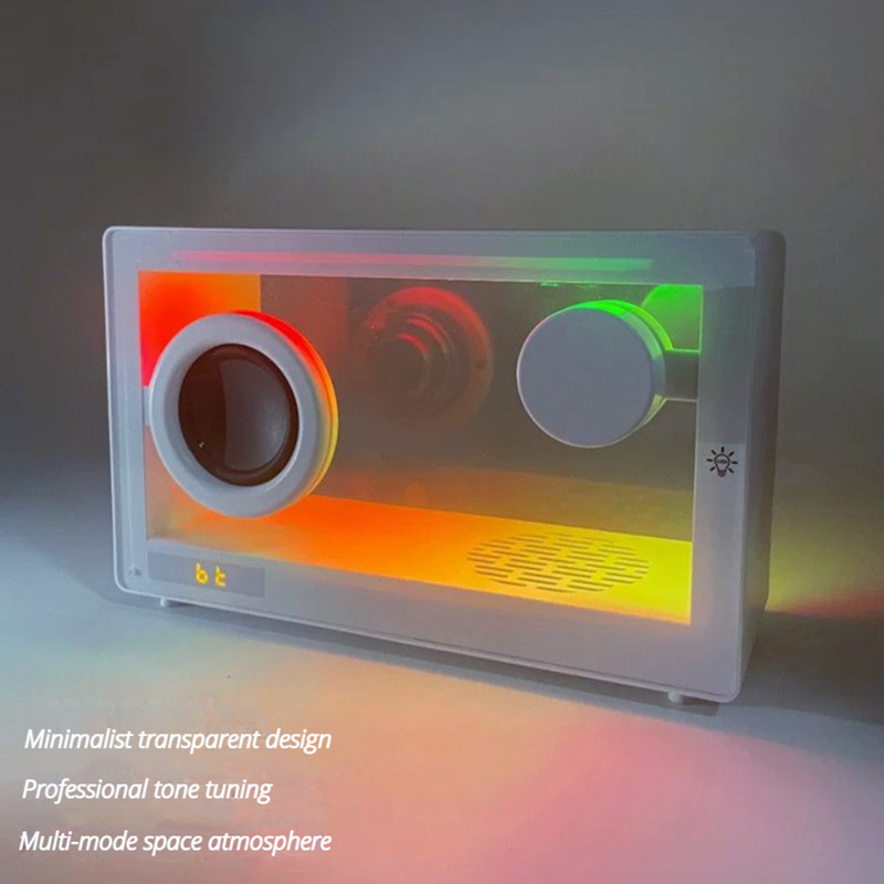 Nordic Mini Transparent Bluetooth High Quality Computer Speaker Portable Clock Wireless Music Box With LED Ambient Light_voghion.com