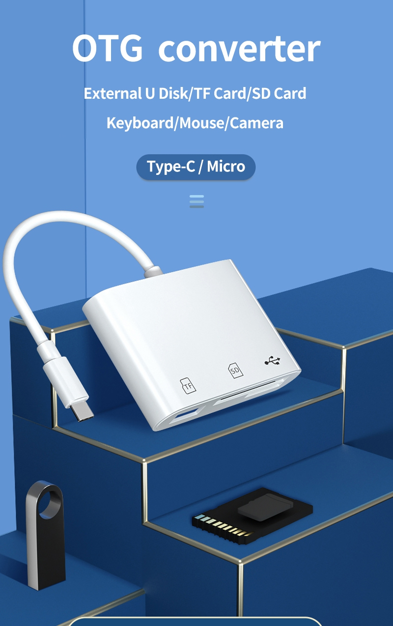 Multi 3-in-1-USB-Kartenleser Typ C zum SD-TF-USB-Anschluss Smart Memory Card Reader-Adapter für Macbook Pro Typ-C-Anschluss_voghion.com