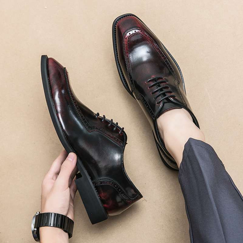 Euro Step New Leather Brogue British Style Casual Business Formal Breathable Derby Wedding Groom Office Men's Shoes_voghion.com