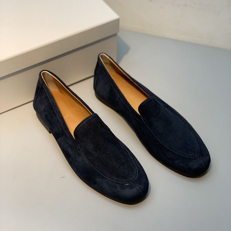 Autumn Row Atmungsaktive Vielseitige Kaschmir-Loafer, Bequeme Und Faule Schuhe, Runde Zehen Flache Sohle Single Kick Schuhe Für_voghion.com