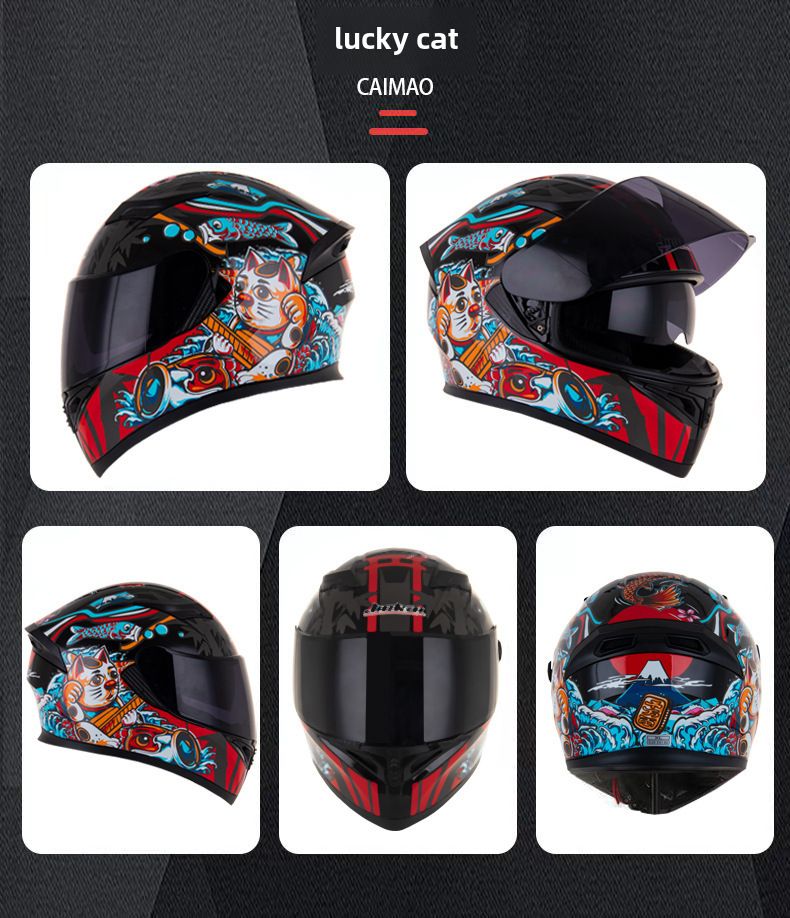 Doppellinsen-Motorradhelm Herren-Trailrunning-Helm Elektrischer Damen-Winter-Vollschutzhut-Integralhelm_voghion.com