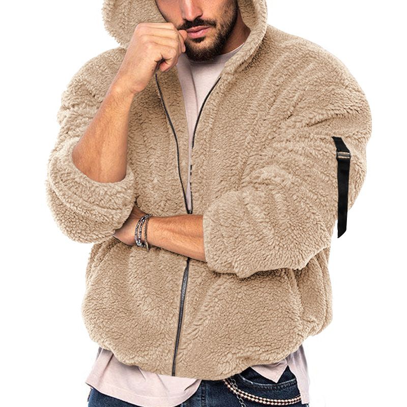 2024 men's autumn and winter double-sided velvet warm loose hooded casual jacket_voghion.com