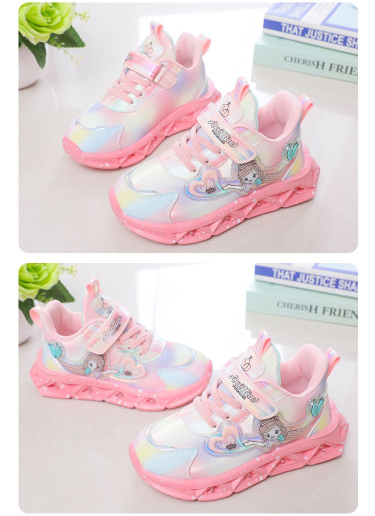 Children with light sneaker 2024 spring and autumn mesh breathable children's shoes medium and small children Princess lightweight casual shoes_voghion.com