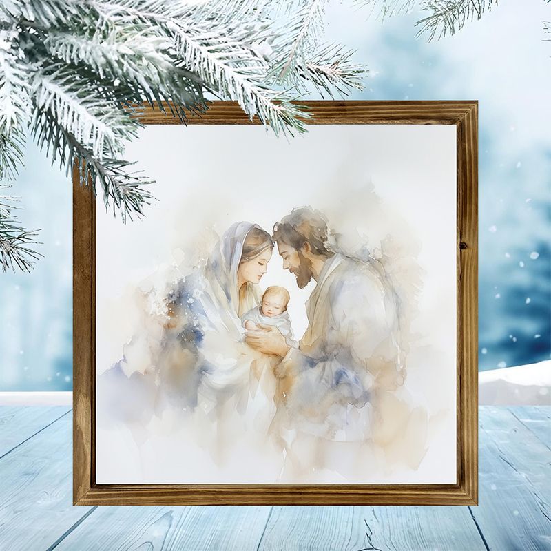 8x8" musteella maalattu puukyltti - uskonnollinen seinätaide kotiin/toimistoon, ainutlaatuinen joulu- ja uudenvuoden koristelulahja_voghion.com