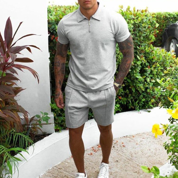 Summer Clothing Men's Luxury Tracksuit Set Casual Short Sleeve Solid Color Polo Shirt+Shorts Streetwear 2 Piece Suit 2025 New_voghion.com