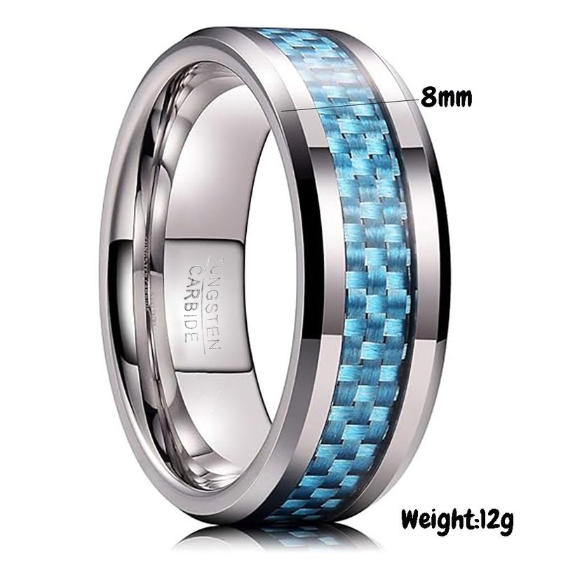 Anello alla moda da 8 mm di larghezza in tungsteno e fibra di carbonio per uomo in più colori_voghion.com
