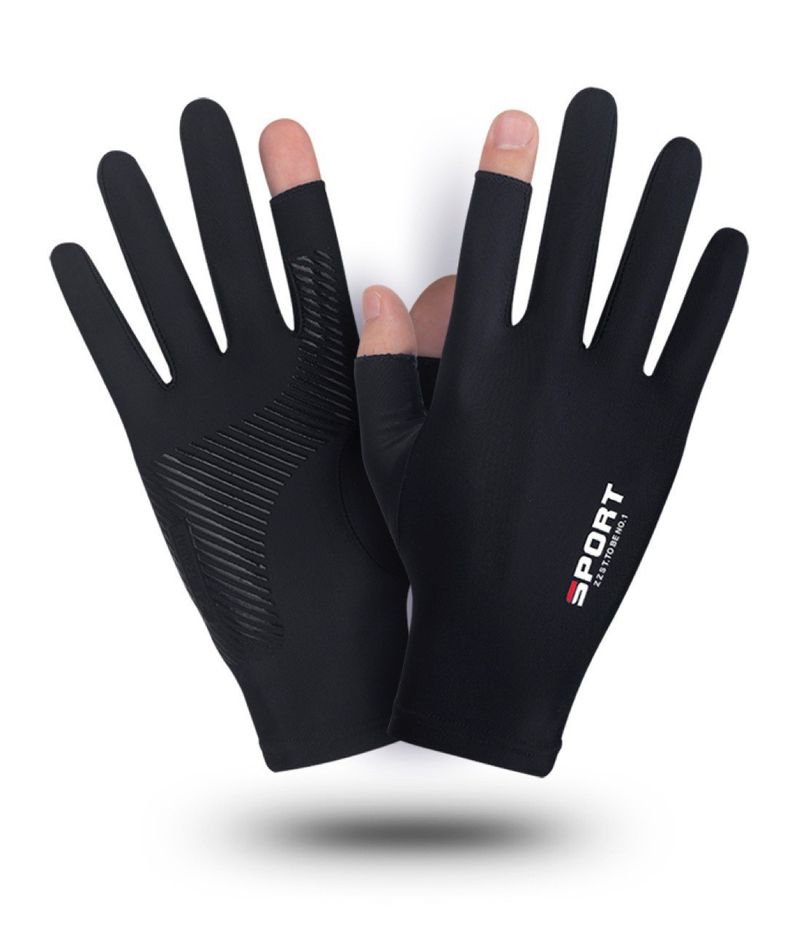 Ice silk sunscreen gloves for men and women high elastic comfortable gloves for cycling high elastic comfortable gloves for driving_voghion.com