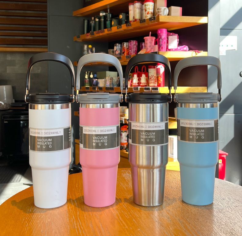 Ice Tyrant Insulated Car New Large Capacity Portable Stainless Steel 304 Double-layer Cold Cup With Straw_voghion.com